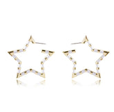 Astra Star Shaped Hoop in Gold and White Enamel